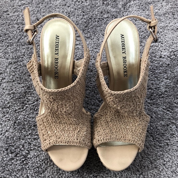 Audrey Brooke Shoes - Audrey Brooke Crochet Wedge Shoes, EUC